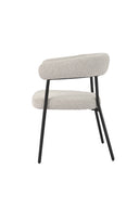 Silla tapizada en tela gris y patas de metal crema, 58 cm x 75 cm de alto, foto de producto (3)