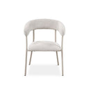 Silla tapizada en tela gris y patas de metal crema, 58 cm x 75 cm de alto, foto de producto (5)