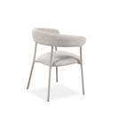 Silla tapizada en tela gris y patas de metal crema, 58 cm x 75 cm de alto, foto de producto (6)
