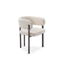 Silla tapizada en tela gris y patas de metal blanco, 58 cm x 75 cm de alto, foto de producto (2)