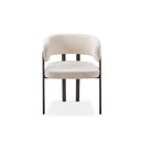 Silla tapizada en tela gris y patas de metal blanco, 58 cm x 75 cm de alto, foto de producto (3)