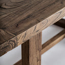 Escritorio de madera de olmo en color marrón – detalle