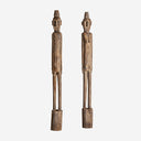 Escultura de madera de teca en color marrón envejecido (juego de 2)