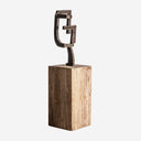 Escultura de madera tropical y hierro en color marrón envejecido