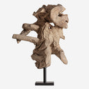 Escultura de suelo de madera de teca en color marrón