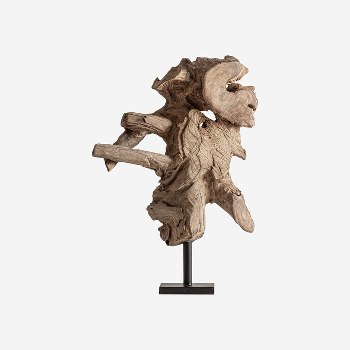 Escultura de suelo de madera de teca en color marrón