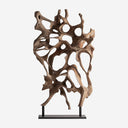 Escultura de suelo de madera de teca y hierro en color marrón