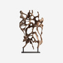 Escultura de suelo de madera de teca y hierro en color marrón