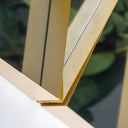 Espejo de latón en color dorado de inspiración art déco – 116 x 52 cm – detalle