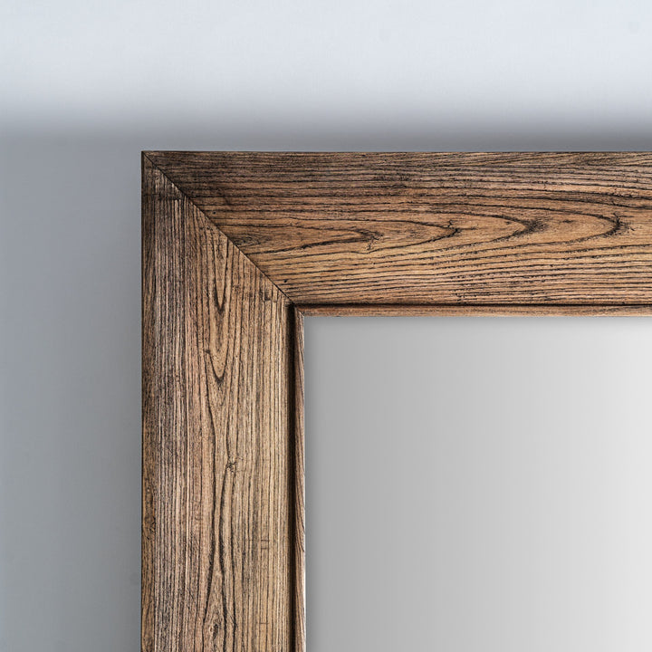 Espejo de madera de olmo en color marrón – detalle
