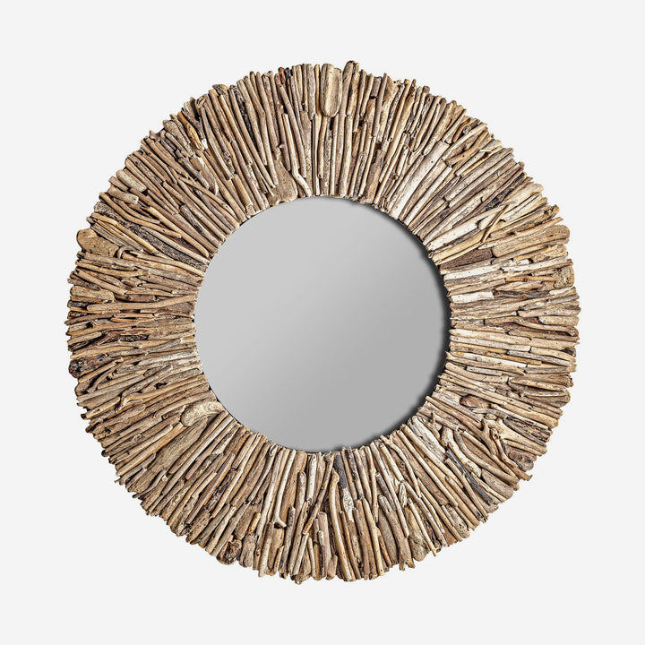 Espejo de madera tropical en color marrón envejecido 121 x 121 cm