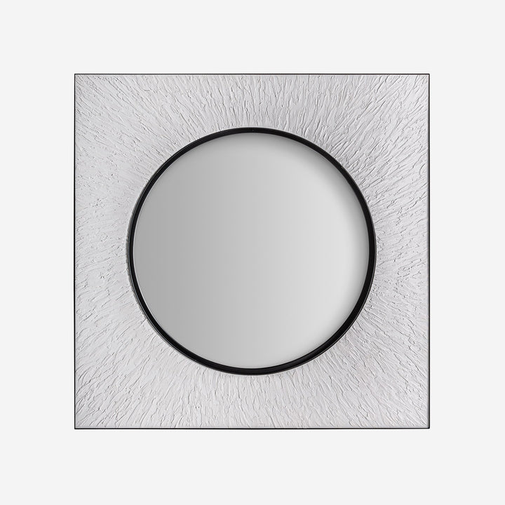 Espejo de MDF y hierro en color blanco