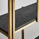 Estantería de acero y madera de roble en color dorado – detalle