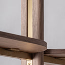 Estantería de chapa de nogal y MDF en color marrón – detalle