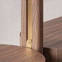 Estantería de chapa de nogal y MDF en color marrón – detalle