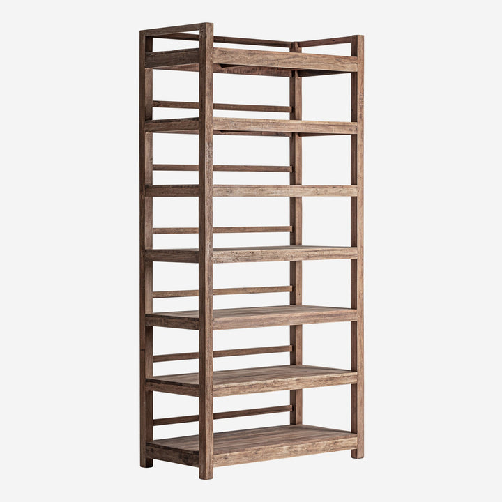 Estantería de madera recuperada en color marrón 122 x 61 x 254 cm