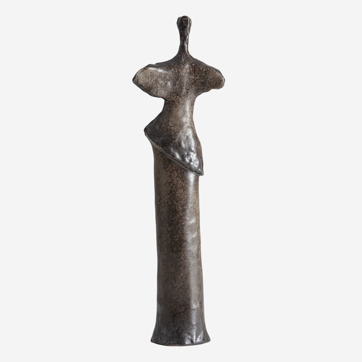 Figura decorativa de cerámica en color marrón 16 x 11 x 59 cm