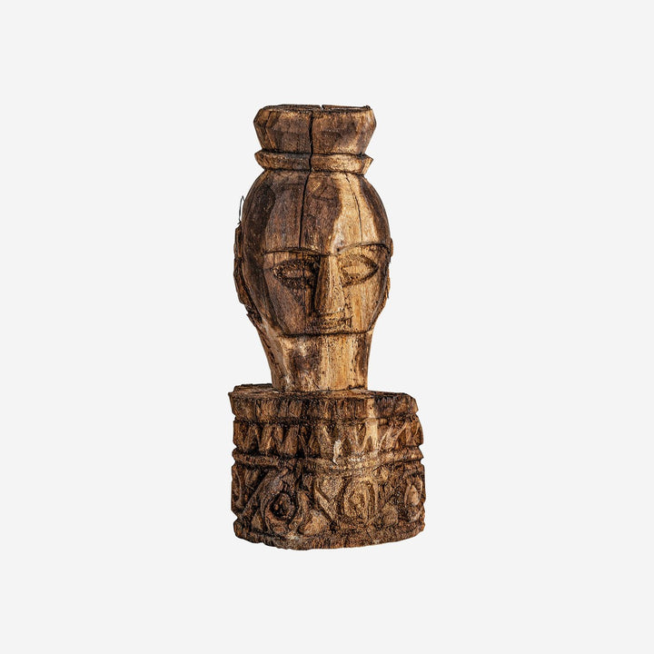 Figura decorativa de madera de teca en color marrón envejecido