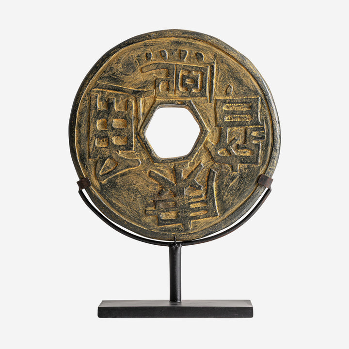Figura decorativa de piedra y hierro en tonos oscuros 30 x 10 x 45 cm
