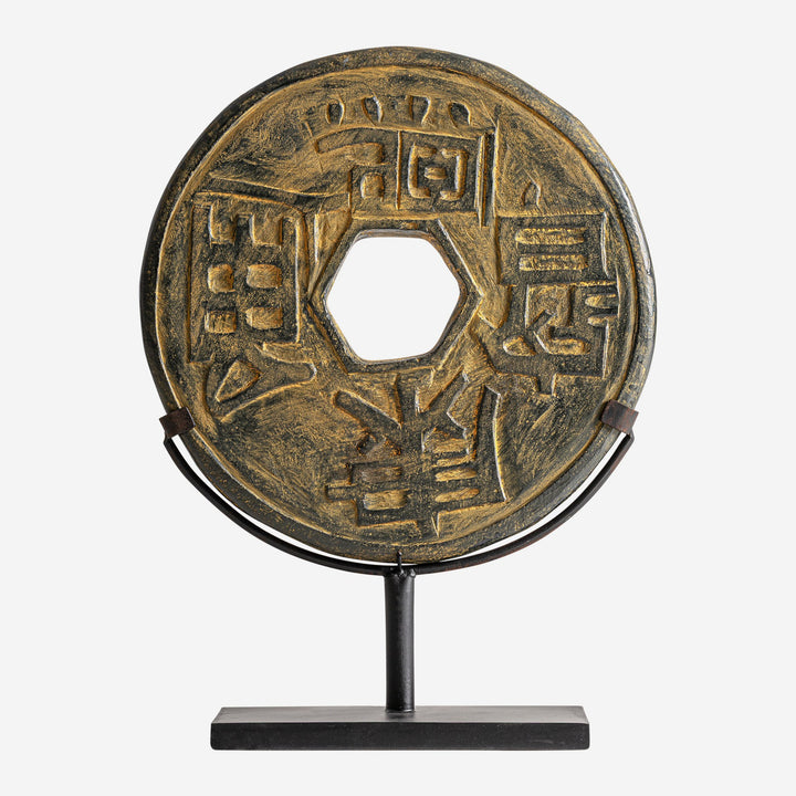 Figura decorativa de piedra y hierro en tonos oscuros 35 x 12 x 47 cm
