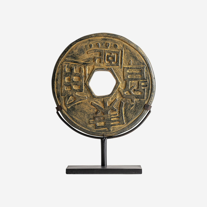 Figura decorativa de piedra y hierro en tonos oscuros 35 x 12 x 47 cm
