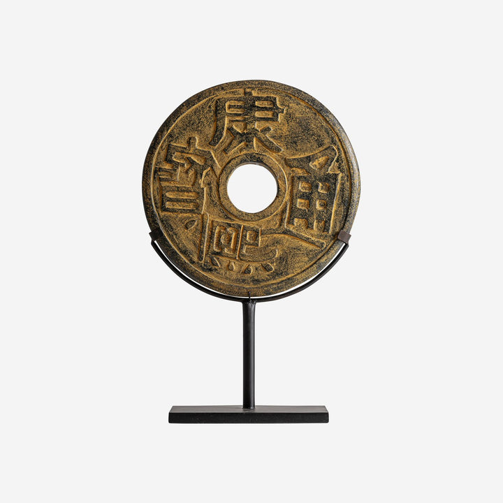Figura decorativa de piedra y hierro en tonos oscuros 35 x 12 x 55 cm