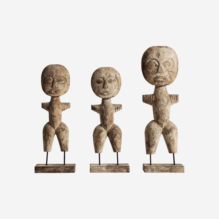 Figura étnica de madera tropical en color marrón envejecido (juego de 3)