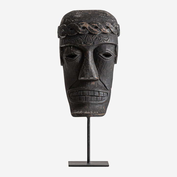 Figura étnica de madera tropical y hierro en color marrón 15 x 8 x 38 cm