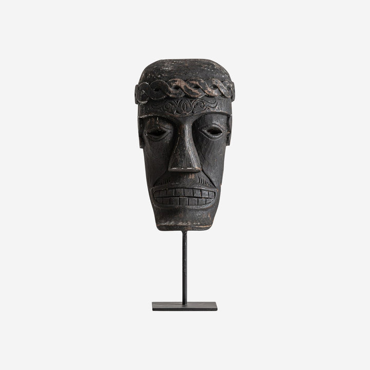 Figura étnica de madera tropical y hierro en color marrón 15 x 8 x 38 cm