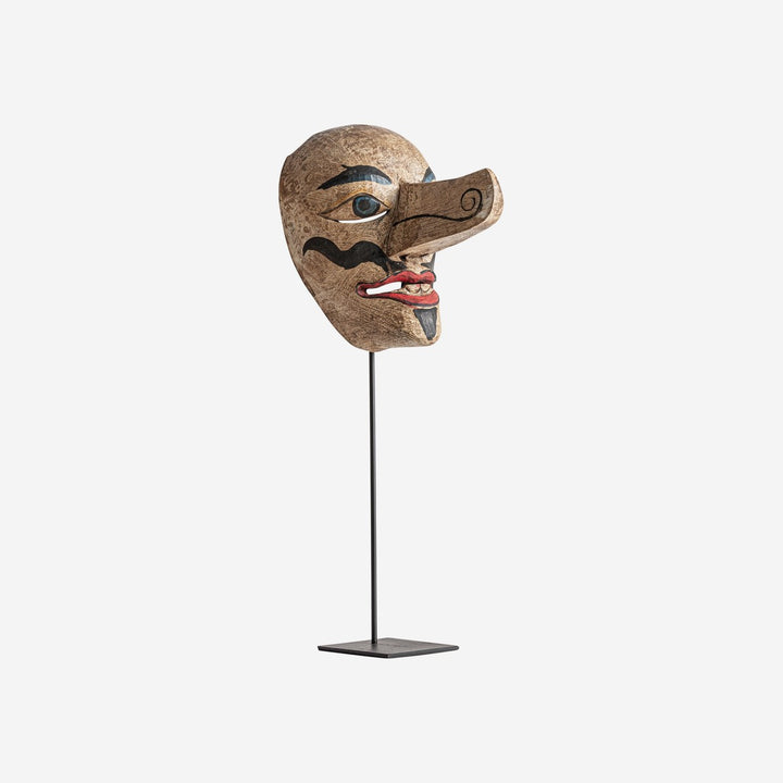 Figura étnica de madera tropical y hierro en color marrón 18 x 25 x 52 cm