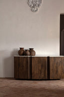 Jarrón de madera de mango reciclada en color marrón (juego de 3) – detalle