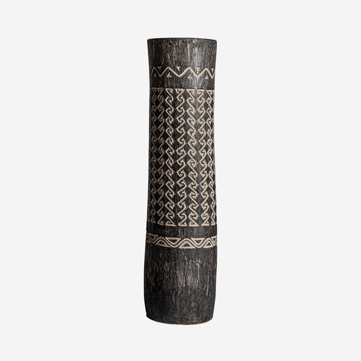 Jarrón de madera de palma en tonos marrones 22 x 80 cm