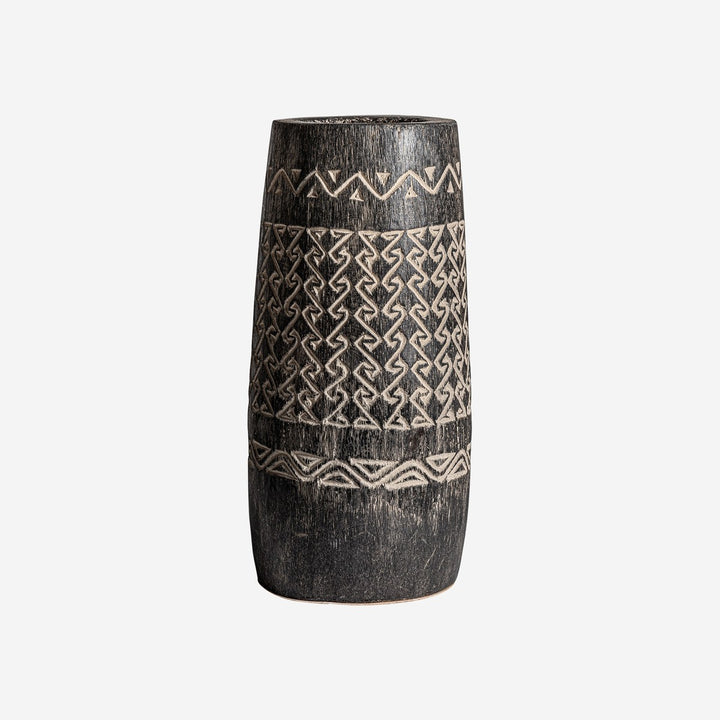 Jarrón de madera de palma en tonos marrones 27 x 51 cm