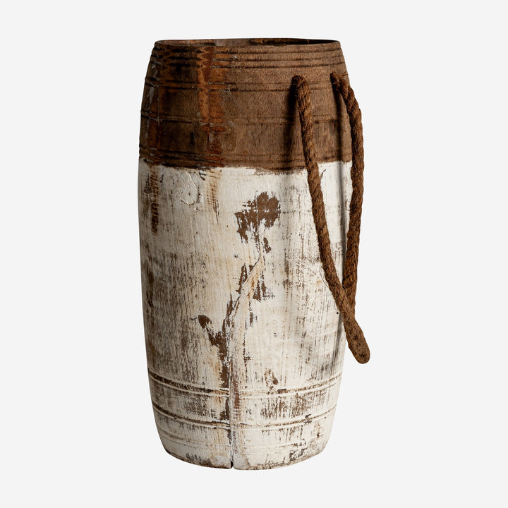 Jarrón de madera recuperada en tonos marrones 13 x 32 cm (pack de 4)