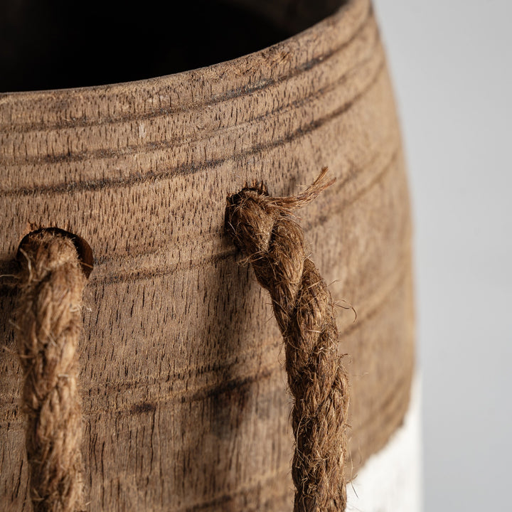 Jarrón de madera recuperada en tonos marrones 13 x 32 cm (pack de 4) – detalle