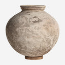 Jarrón de terracota y madera en color crema envejecido