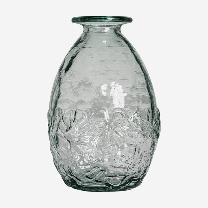 Jarrón de vidrio reciclado transparente