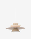 Lámpara de techo Nexo khaki y beige sobre fondo gris de estudio