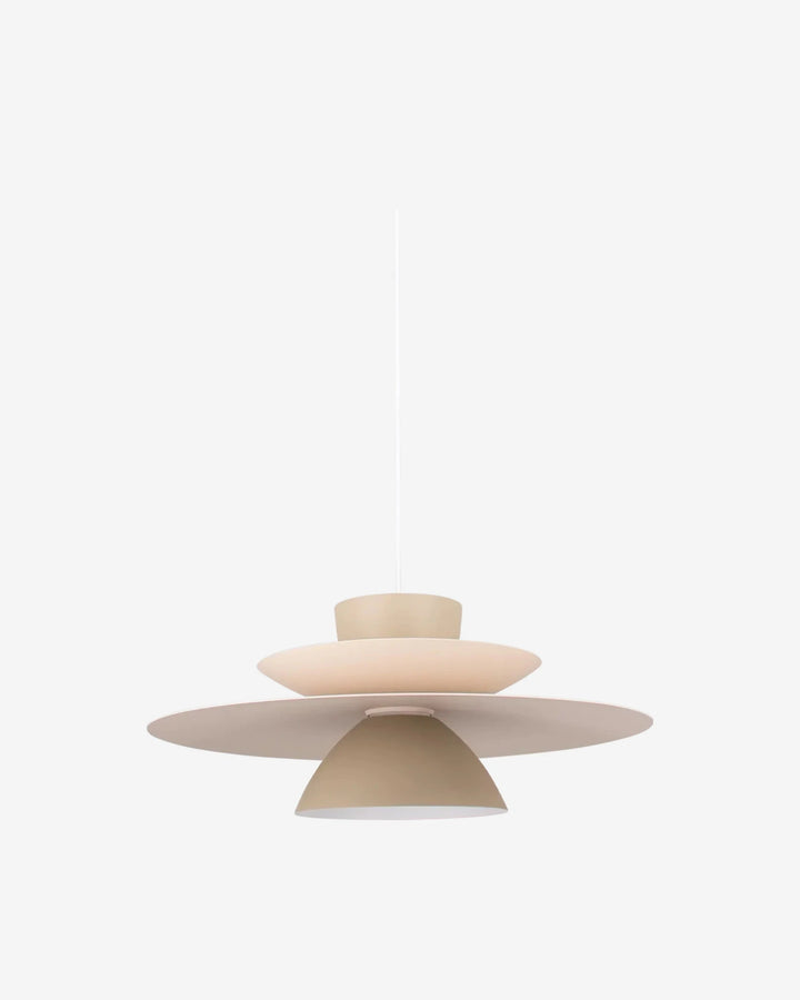 Lámpara de techo Nexo khaki y beige sobre fondo gris de estudio