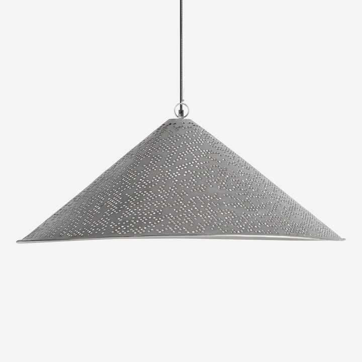 Lámpara colgante de acero en color plata de líneas contemporáneas