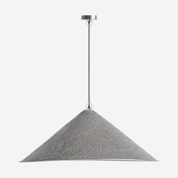 Lámpara colgante de acero en color plata de líneas contemporáneas