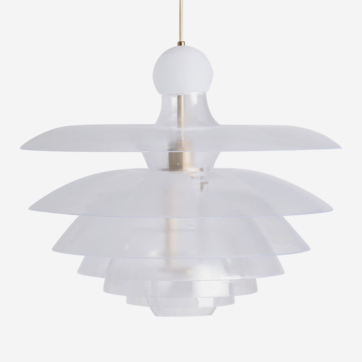 Lámpara colgante de acrílico y hierro en color blanco traslúcido