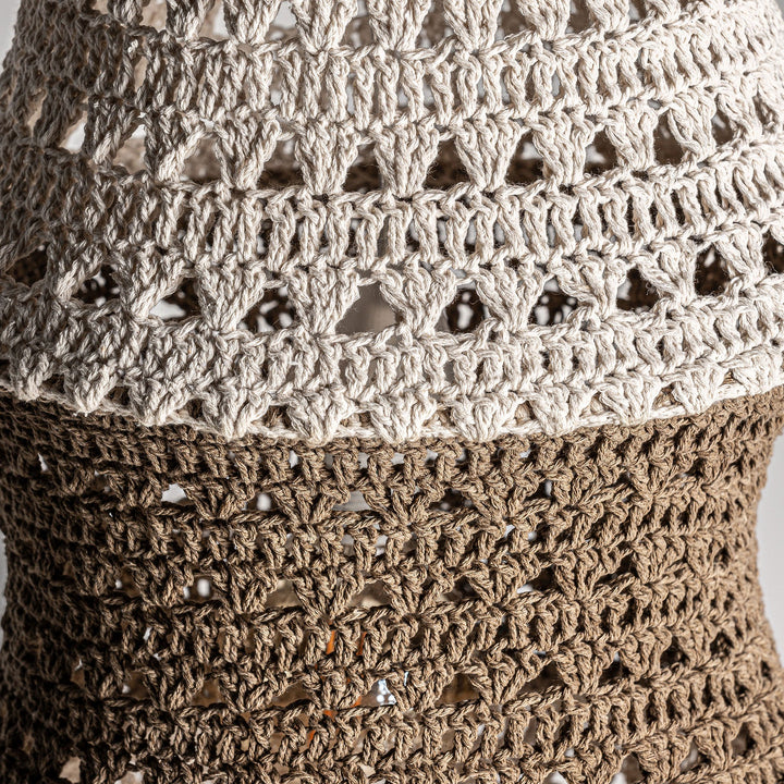 Lámpara colgante de algodón en color blanco 42 x 130 cm – detalle
