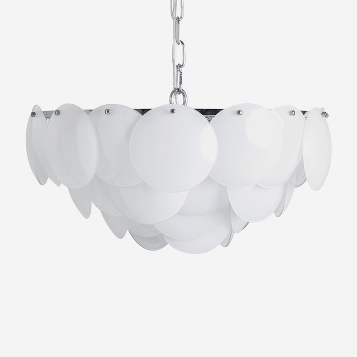 Lámpara colgante de cristal y acero en color blanco 60 x 34 cm
