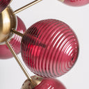 Lámpara colgante de cristal y acero en color burdeos – detalle