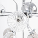 Lámpara colgante de cristal y acero en color gris ahumado 60 x 133 cm – detalle
