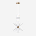 Lámpara colgante de cristal y acero transparente de inspiración art déco