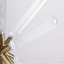 Lámpara colgante de cristal y acero transparente de inspiración art déco – detalle