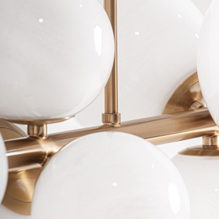 Lámpara colgante de cristal y hierro en color blanco – detalle
