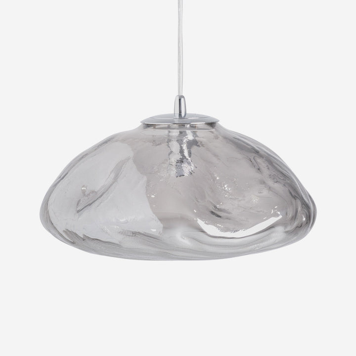 Lámpara colgante de cristal y hierro en color gris ahumado
